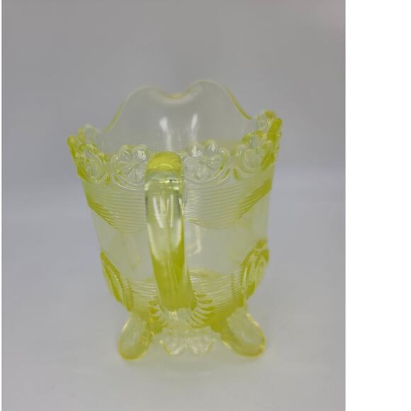 Antique Greentown Indiana Tumbler Vaseline Glass Creamer Dewey Pattern MINT - Picture 7 of 9